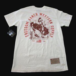 Freedom Ranch Women's Large Short Sleeve Bronc Graphic T-Shirt - Cream